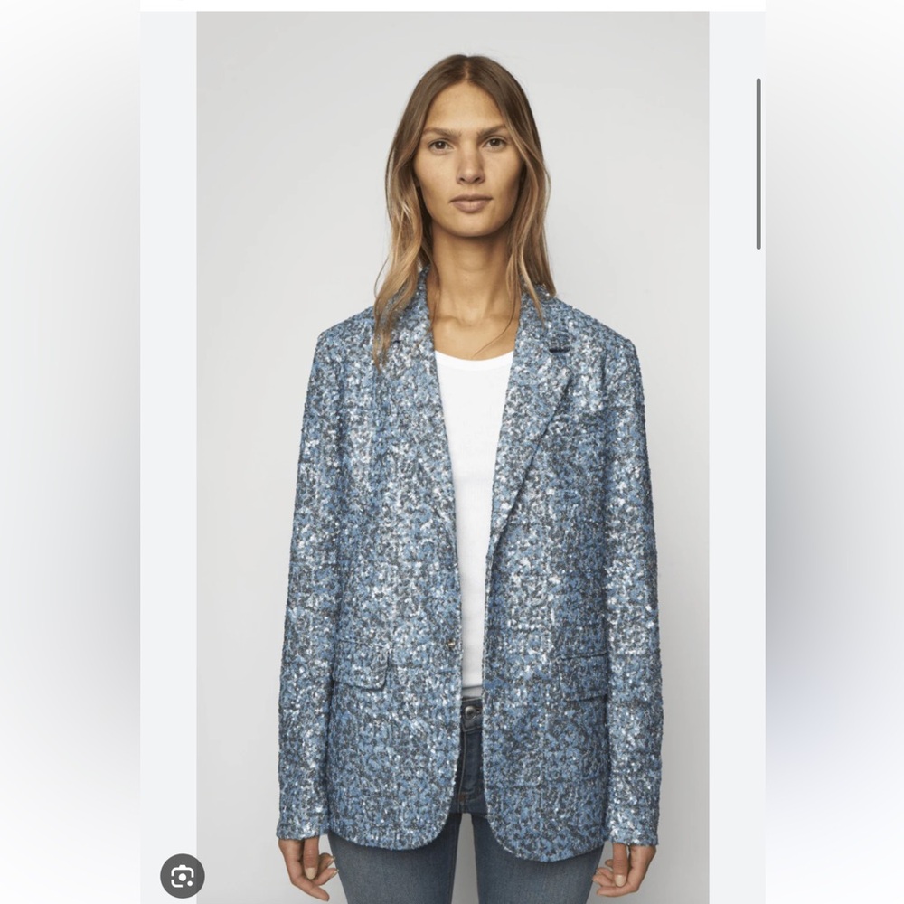NEW! ZADIG & VOLTAIRE vanille sequin blazer in denim blue size S